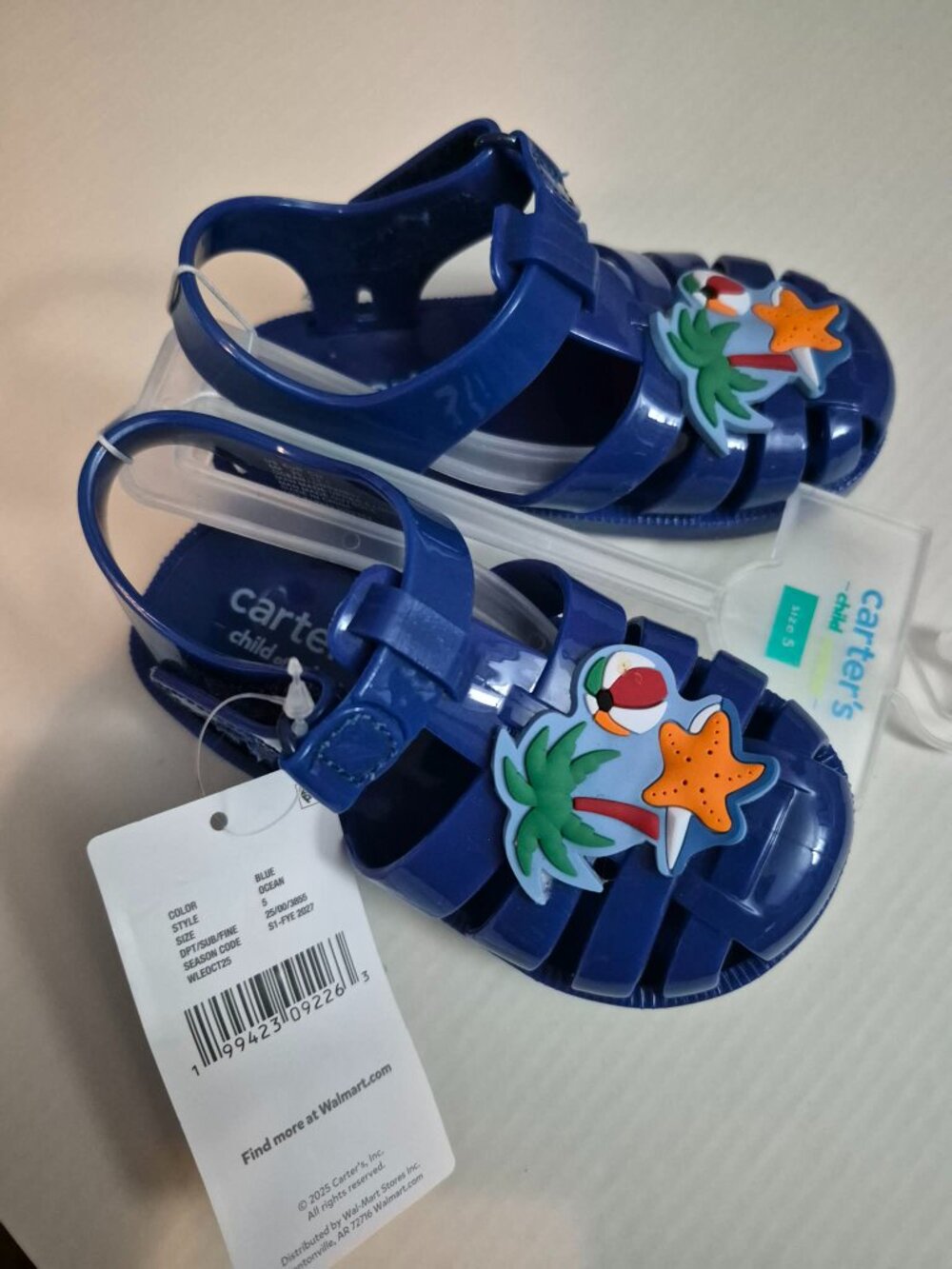Carter’s Child of Mine Kids Blue Jelly Sandals Beach Starfish New w/ Tags